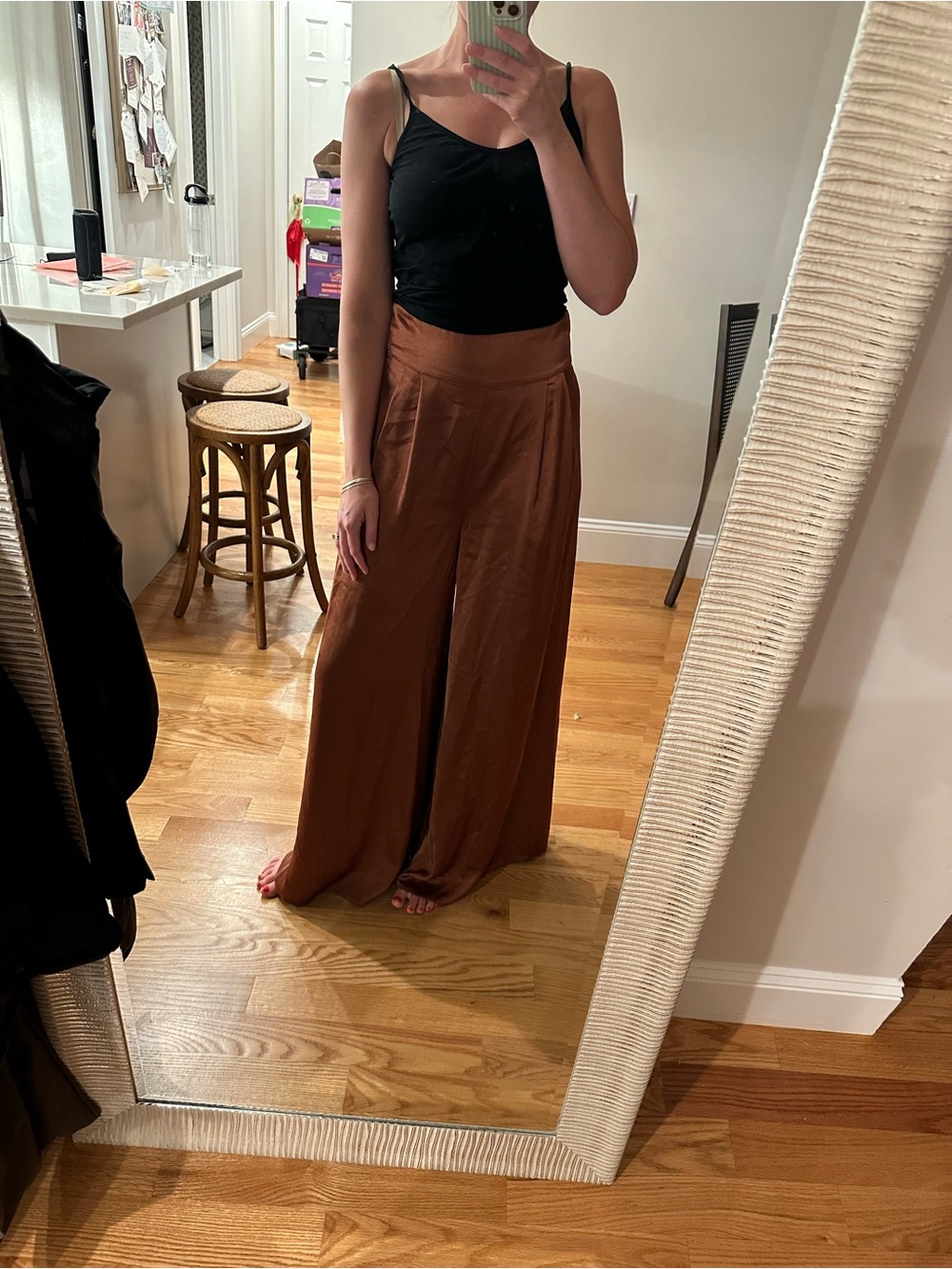 High-Waist Wide-Leg Palazzo Pants in Deep Brown